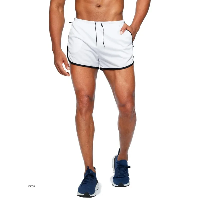 

Мужские спортивные шорты для бега, сетчатые, быстросохнущие, легкие, 3-дюймовые, с завязками, для тренировок в спортзале, с карманами на молнии