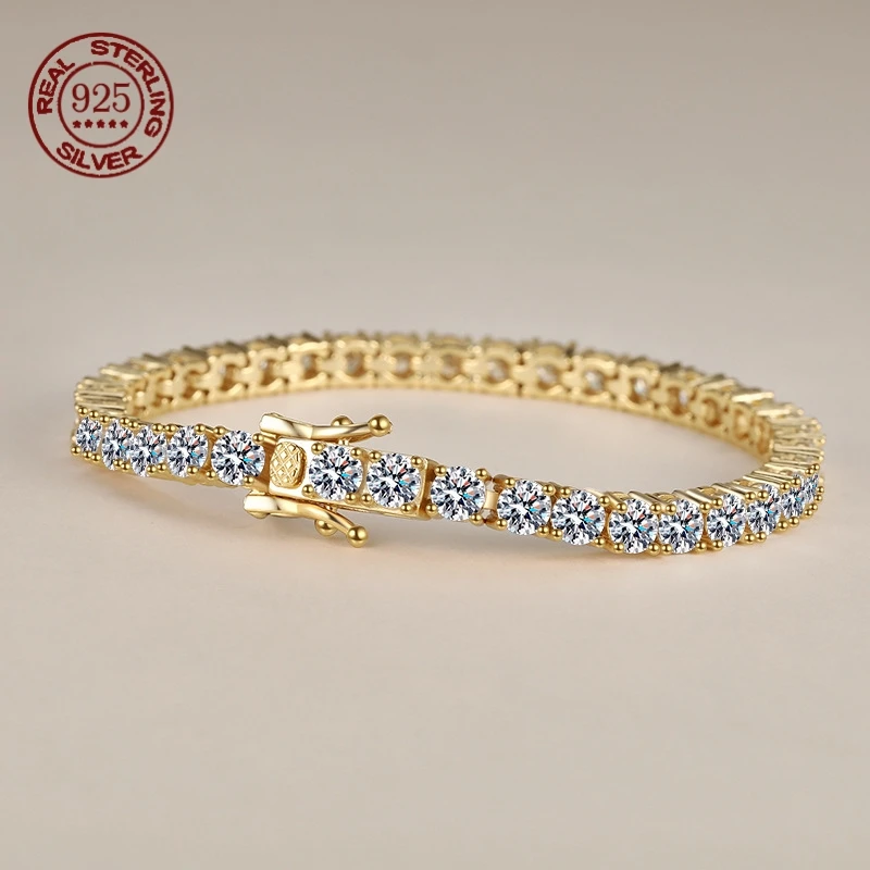 

Fashion Simple Moissanite Tennis Bracelets S925 Silver Sparkling Diamond Women Men Party Wedding Bangles GRA Certified Jewelry