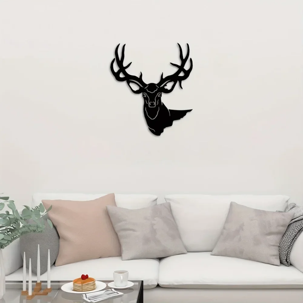 HelloYoung 3D Deer Head Metal Wall Art - Elegant Home and Office Decor for Living Room and Bedroom Wall Decor Wall decoration