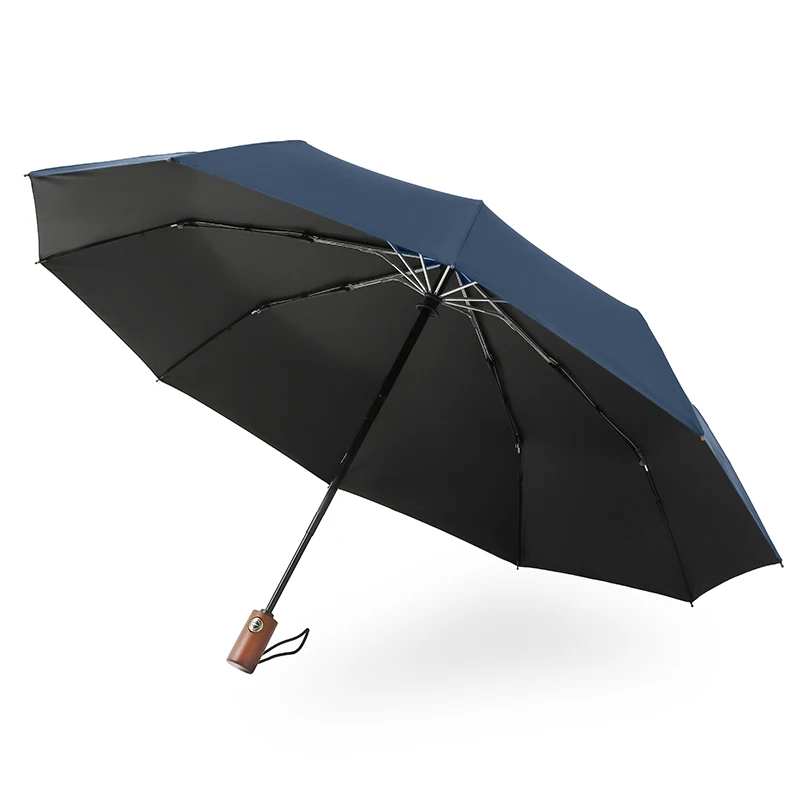 10K Windproof Automatic Umbrella Men Business Wooden Handle Clear Umbrellas Sun Protect Genuine Brand Black Umbrella Parasol