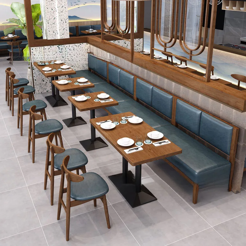 Western Restaurant Solid Wood Rattan Tables and Chairs Chinese Chain Fast Food Restaurant South East Asia Cafe Card Seat