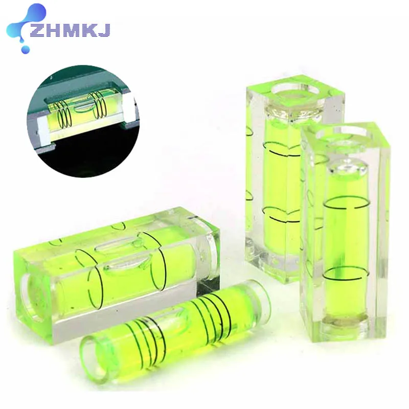 Square Cylindrical  Mini Level Measure Plastic Bubble Spirit Level Vials Bubble Spirit Degree Mark Surface Level Measuring Tool