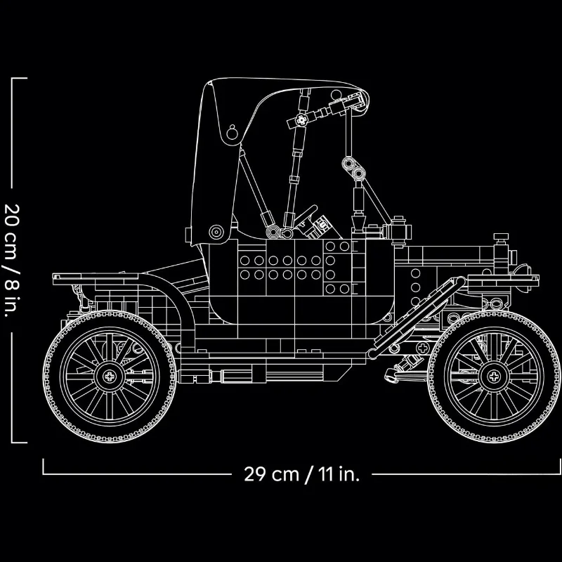 1060pcs Vintage Model T Car Building Blocks Set Technical Retro Automobile Bricks Model Toy Gift for Adults - view 2