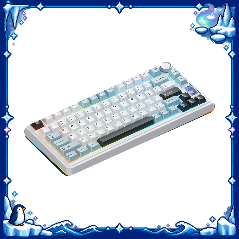 AULA S75 Pro Wireless Mechanical Keyboard White Star Arrow Switch Tri Mode Bluetooth 2.4G USB C RGB Hot Swap TFT Display Knob