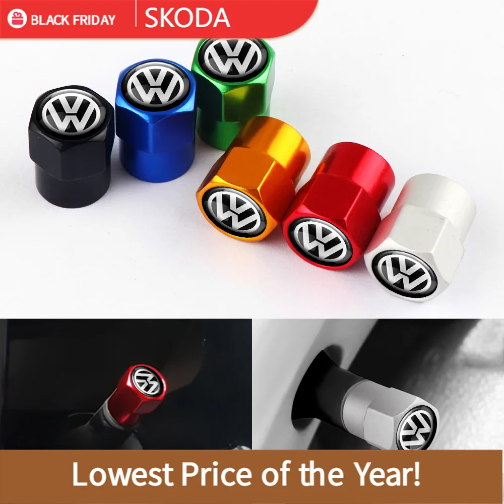 Car Wheel Tire Valve Caps Tyre Stem Covers Airdust Waterproof For Volkswagen VW Golf 7 6 5 4 Polo Tiguan Passat B6 Jetta Touran