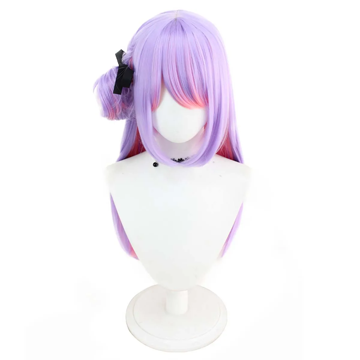 Hololive VTuber Tokoyami Towa Cosplay Wig Purple Pink Mixed Color Long Straight Heat Resistant Synthetic Hair Breathable Net