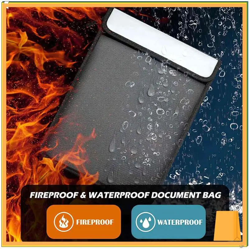 

L52A-2X Fireproof Document Bag, Waterproof Document Storage Bag With 2 Pockets,Fireproof Money Bag For Cash