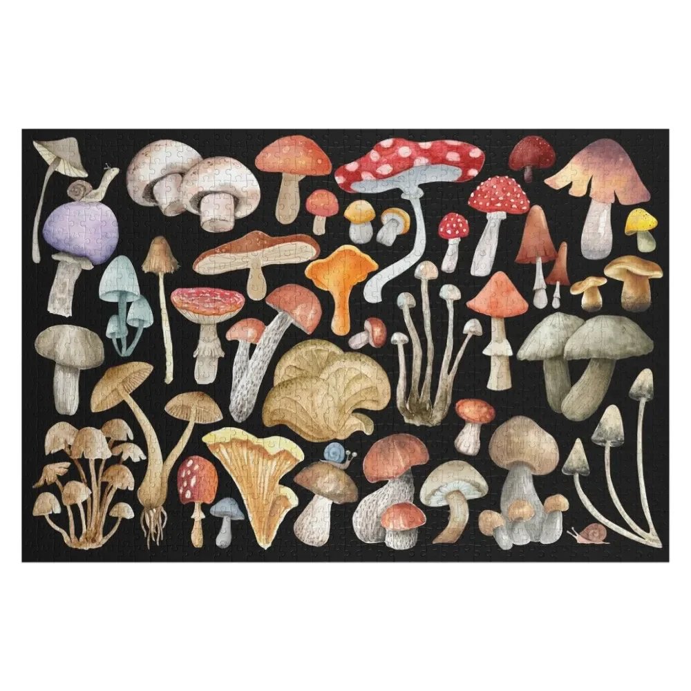 Foto personalizada Jigsaw Puzzle, dispersos, cogumelos, fungos, cogumelos para a alma, nome personalizado, presentes de madeira