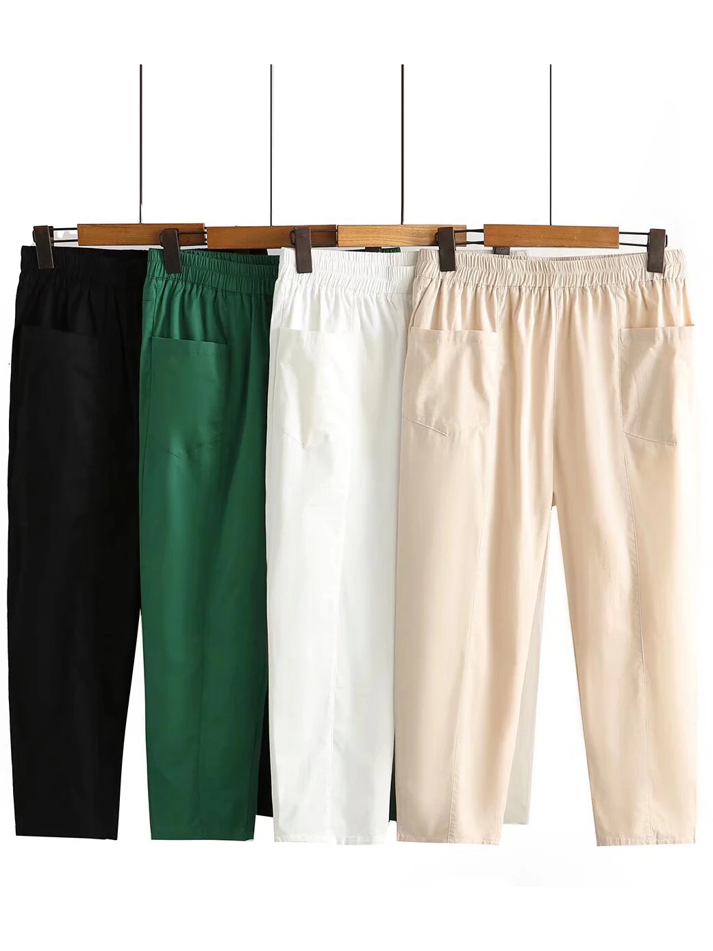 Pantaloni Harlan in vita elastica allentata semplice Pantaloni dimagranti a nove punti primavera da donna di grandi dimensioni OS206 Casual comodi