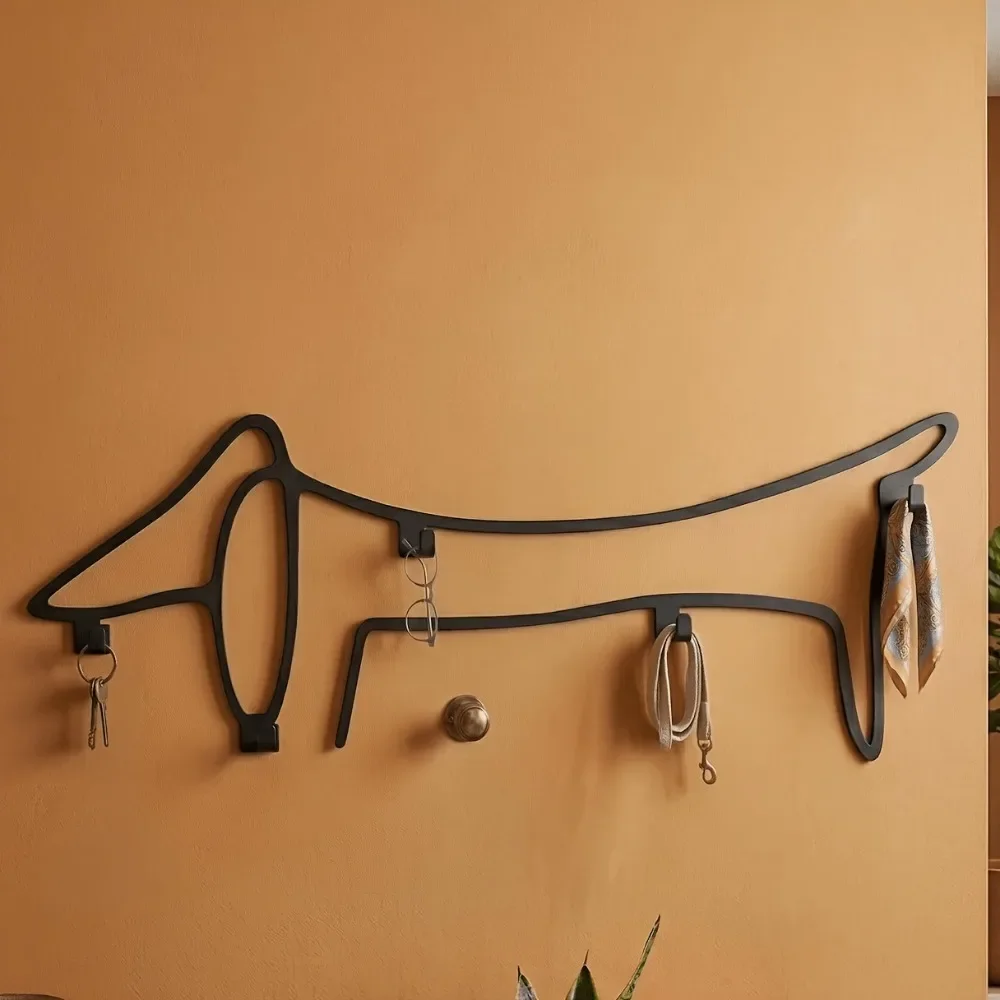 CIFBUY Picasso Dachshund Metal Wall Art Iron Key Holder Coat Rack Mid Century Modern Home Decor