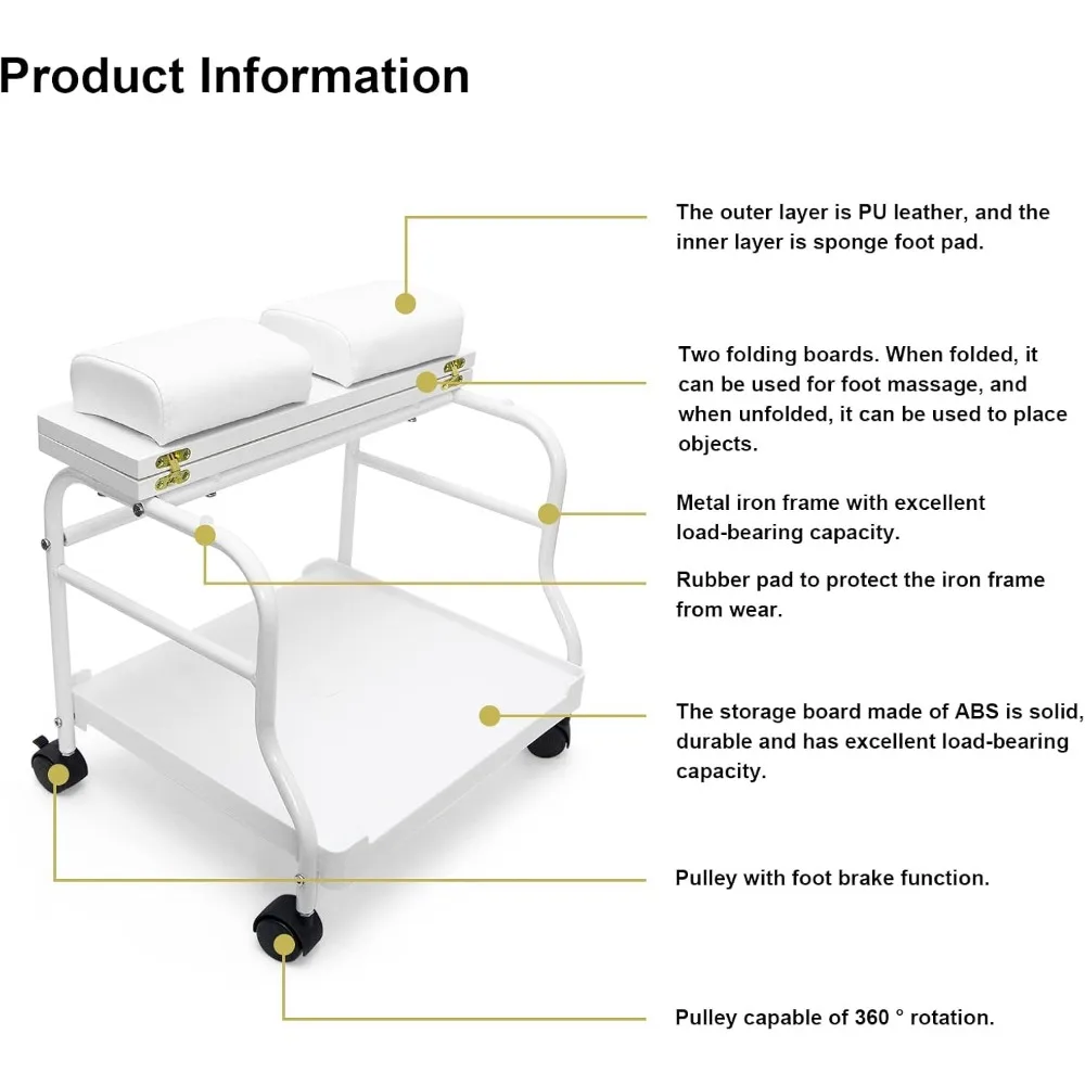 Beauty Salon Nail Or Foot Bath Spa Portable Esthetician Trolley Cart Foot Rest Pedicure Manicure Funiture Massage Table Salon