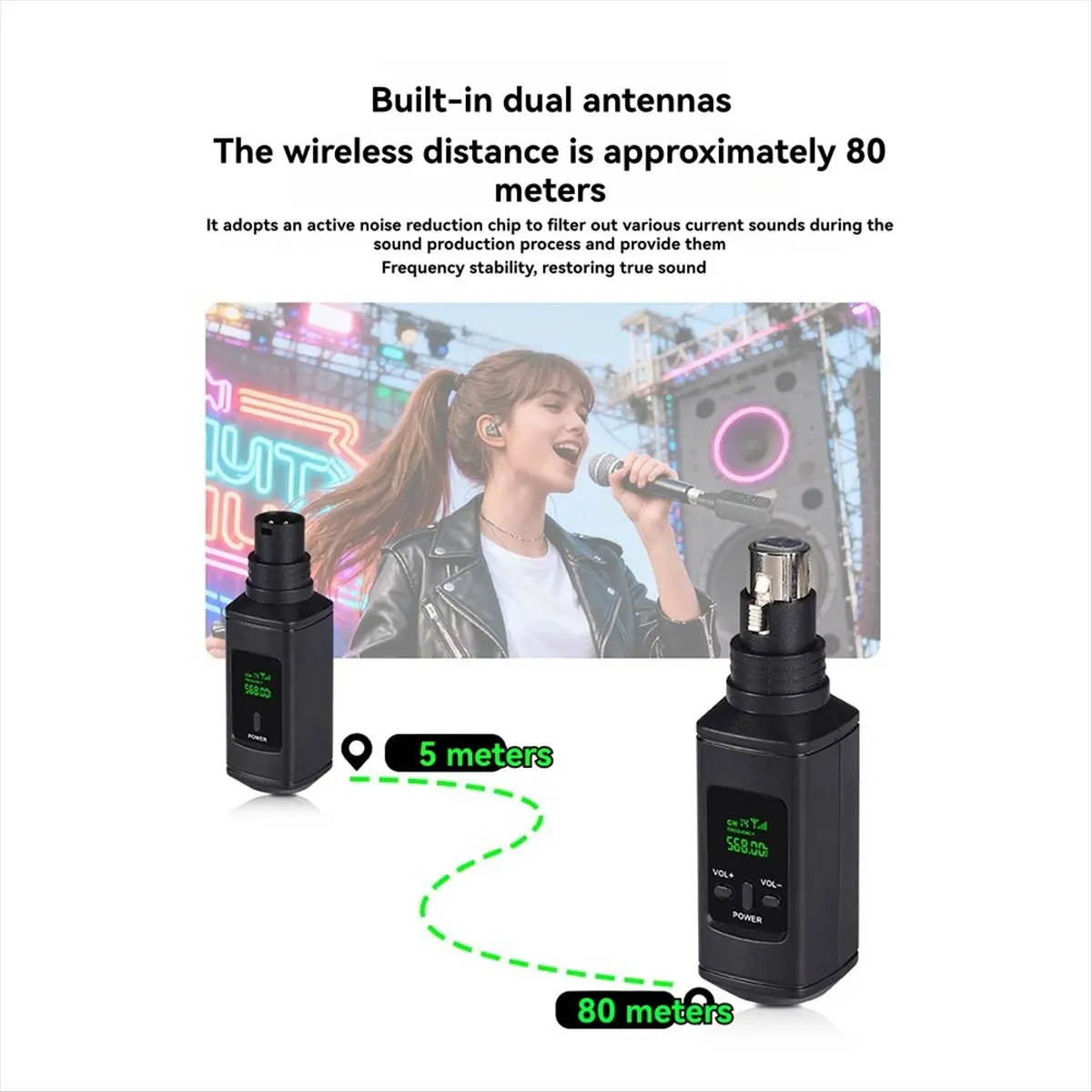 AA19 NEW Wireless Microphone Converter XLR Transmitter and Receiver System for Dynamic and 5V Condenser Microphone