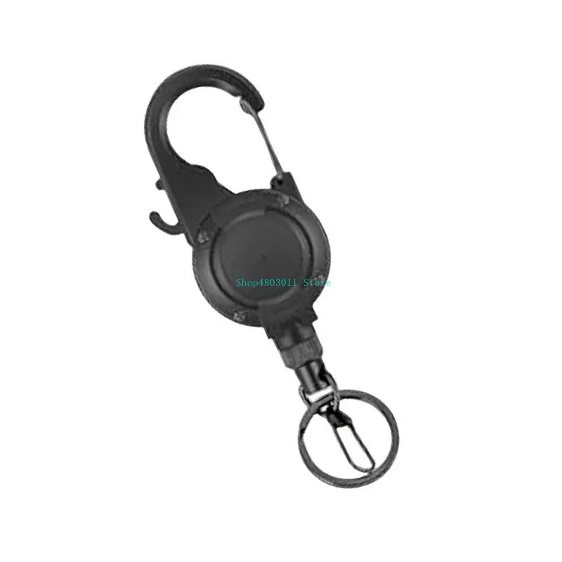 

T3LD Retractable Keychain Carabiner Badge Holder Steel Wire Rope Buckle Holder with 25.6inch Steel Retractable Cord