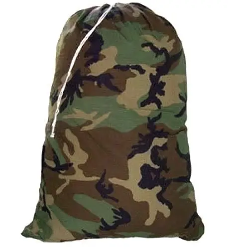 Bolsa de lavandería de nailon resistente con cordón 30 X 40 Extra grande estampado de camuflaje impermeable plegable estilo militar bolsa de viaje