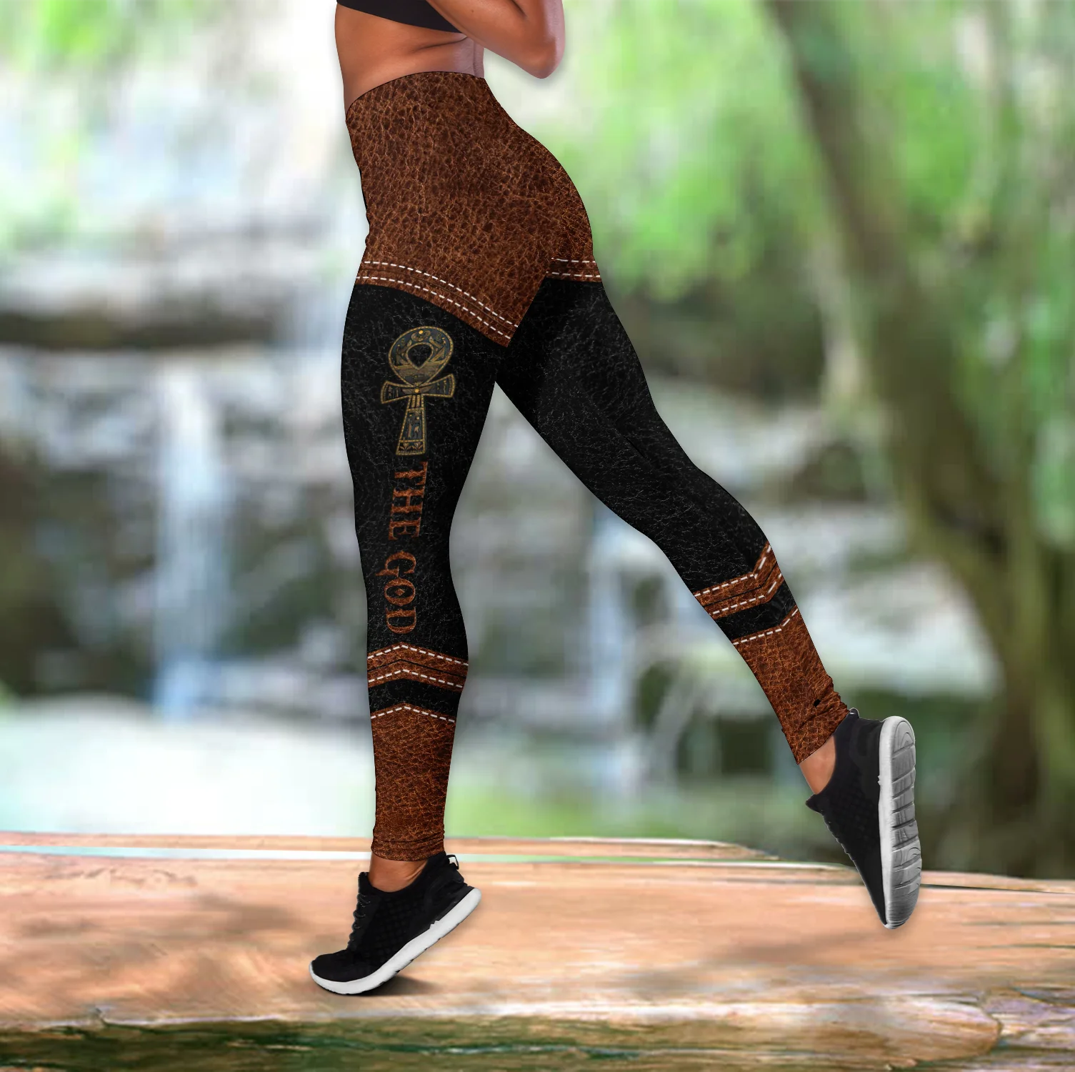 ส่วนบุคคลชื่อฟาโรห์พระเจ้าโบราณอียิปต์3D พิมพ์ Hollow Tank Top และชุด Leggings ฟิตเนสกางเกงโยคะผู้หญิง LKB-37