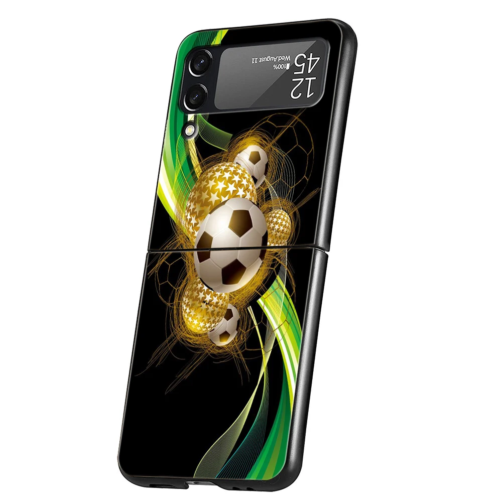 Football Sport Hard PC Phone Case For Samsung Galaxy Z Flip 4 5 6 Transparent Cover For Galaxy Z Flip 3 Foldable Shockproof Case