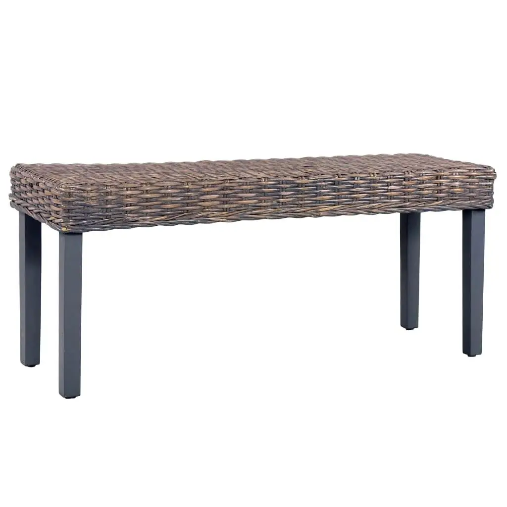 

Gray Kubu Rattan Bench with Solid Wood - Stylish Natural Design for Home Decor