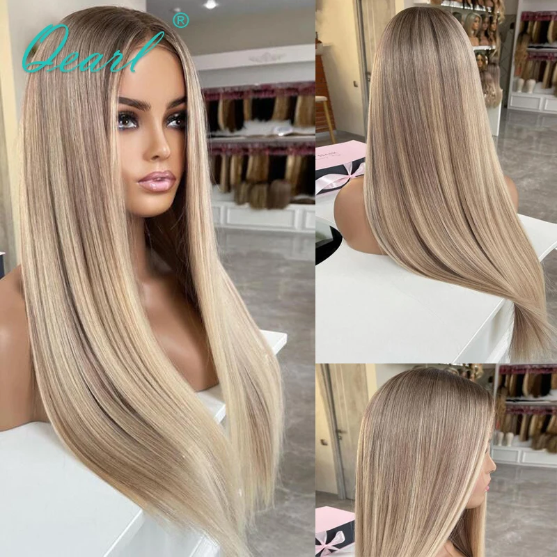 

13x6 Hd Lace Frontal Wig Light Brown Blonde Highlights Human Hair Wigs for Women Straight Full Lace Wig Sale Glueless 180% QEarl