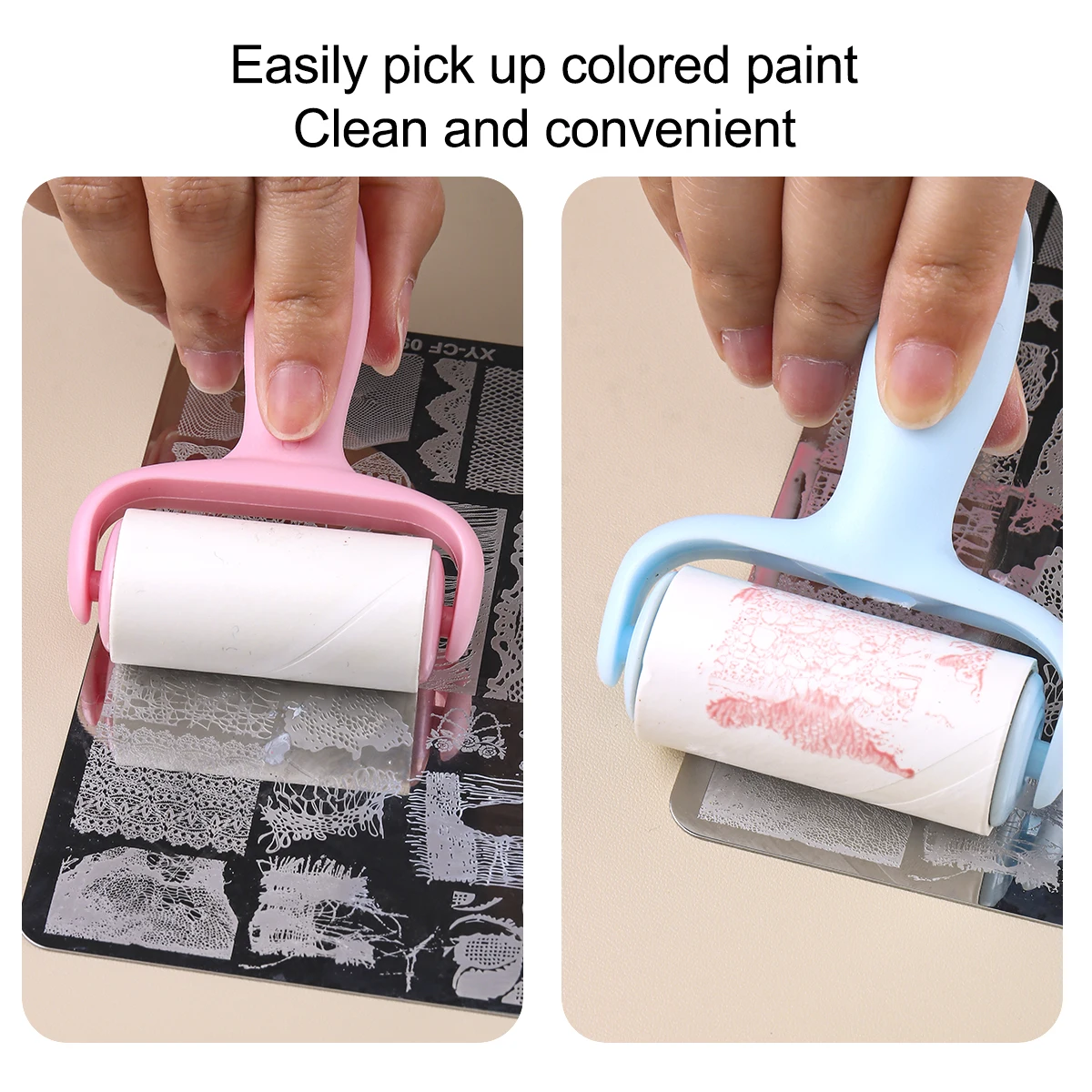 Nagelstudio-Werkzeuge: Stempelreiniger für Stahlplatten, Fusselrolle, Fusselentferner, Ersatzpapier mit Abreißdesign – Detail 3