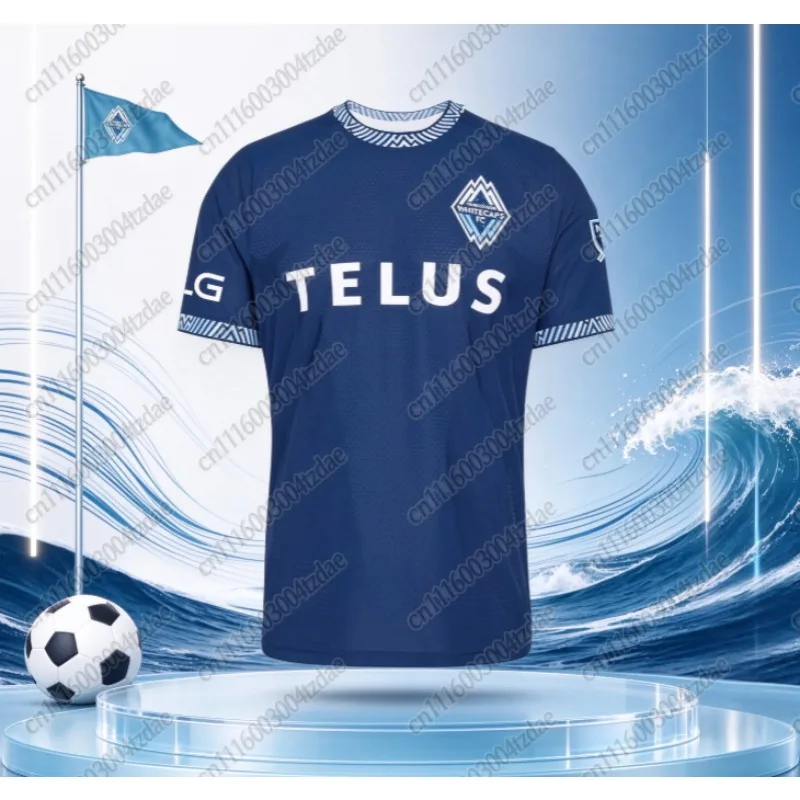 2026 Vancouver White Hat Football Fan Shirt Family Edition Football Shirt Fan Edition White Navy Blue Light Blue Striped Top