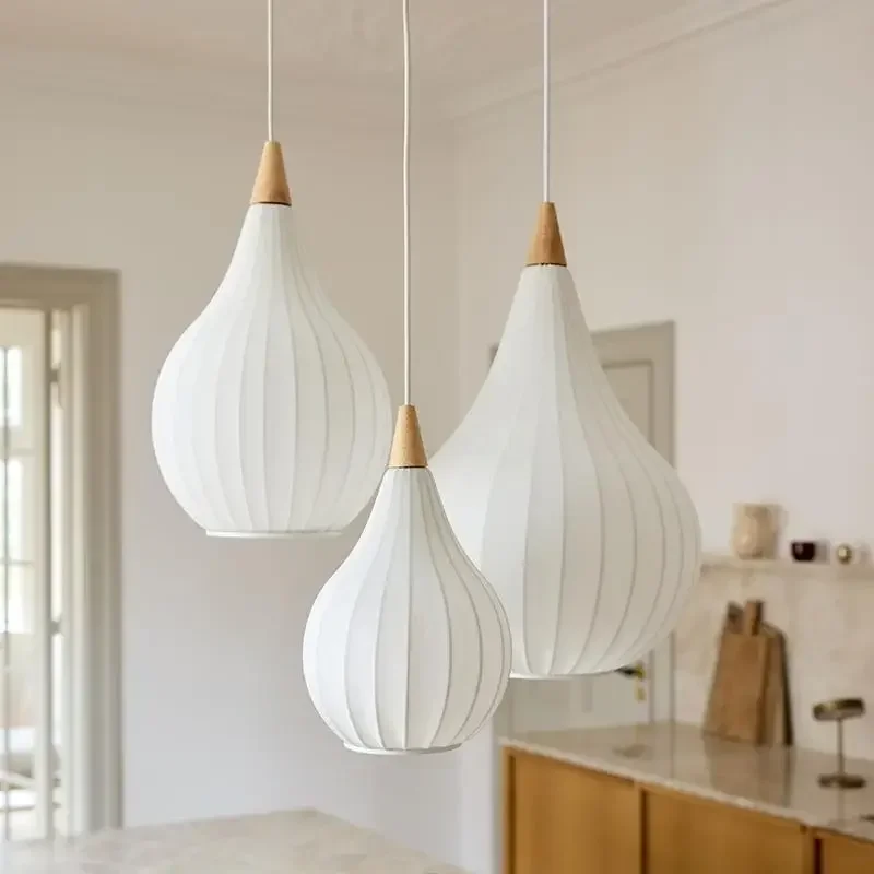 Moderne Wabi-Sabi Stil Tuch E27 Pendelleuchten für Esszimmer Küche Bar Decke Kronleuchter Beleuchtung Schlafzimmer Leuchten