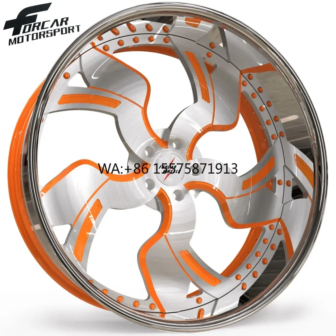 

Глубокие вогнутые двухсекционные кованые диски Forcar Motorsport из алюминия T6061, глянцевые, 16-24 дюйма