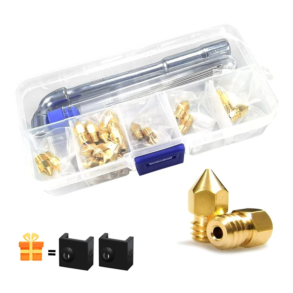 Creality 3D Printer MK8 Brass Nozzle 0.1/0.2/0.4/0.6/0.8/1.0mm Hotend Extruder Nozzles for 3D CR-8/CR-10/Ender 3/Ender 3S/5/6