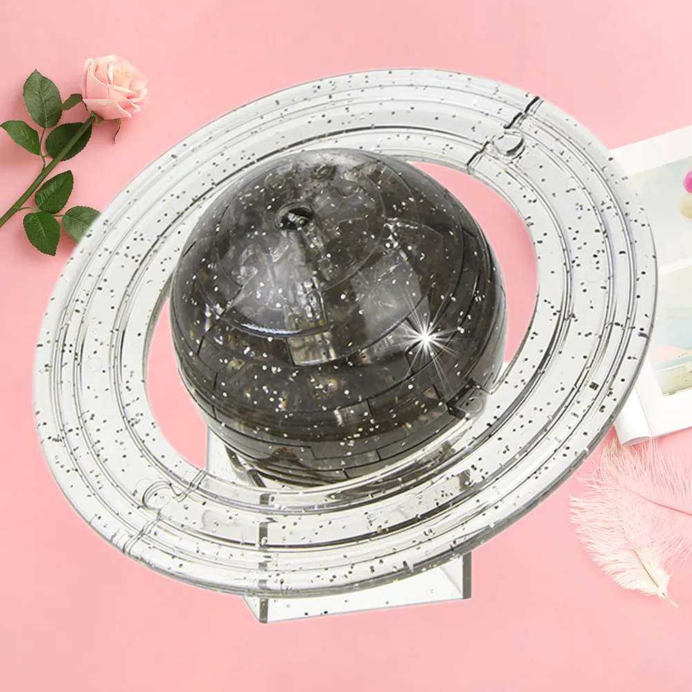 

3D Saturn Crystal Splicing DIY Dark Grey Plastic Puzzle Educational Kids Gift Home Decoration Enhance Hand-Eye Coordination