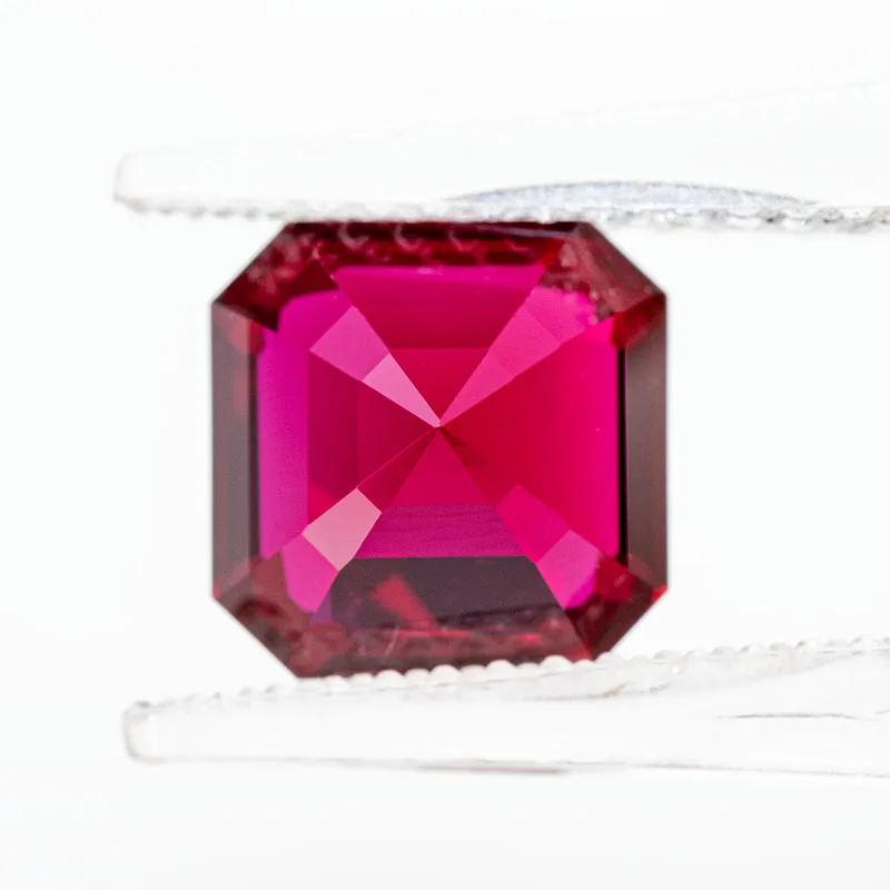 Hochwertiger Laborgezüchteter Rubin in Asscher-Schliff Taubenblutrote Farbe Edelstein-Anhänger für DIY-Schmuckherstellung Wählbares Zertifikat – Detail 6