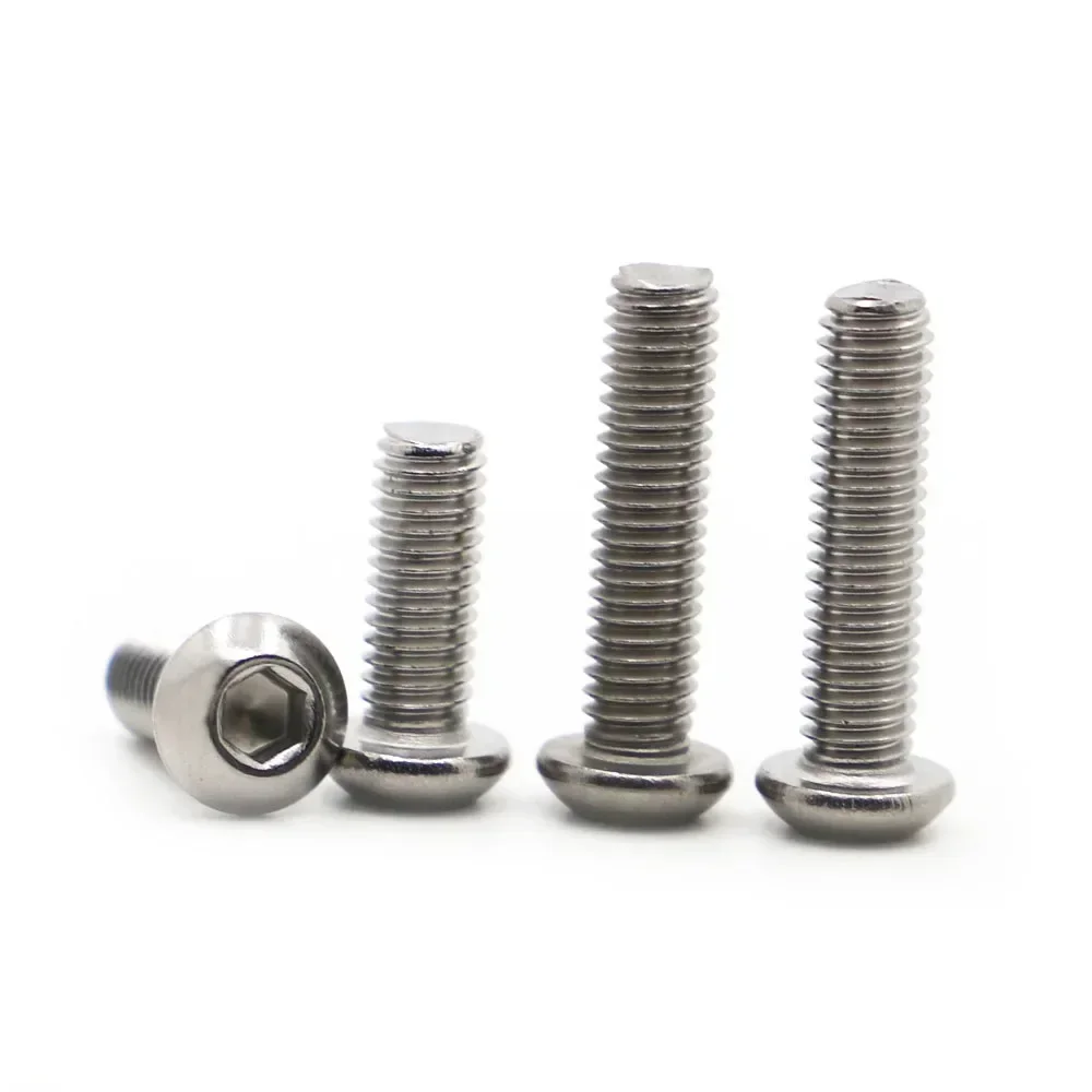 10/50pcs M1.6 M2 M2.5 M3 M4 M5 M6 M8 304 A2-70 Stainless Steel ISO7380 Hexagon Hex Socket Head Button Allen Bolt Screw