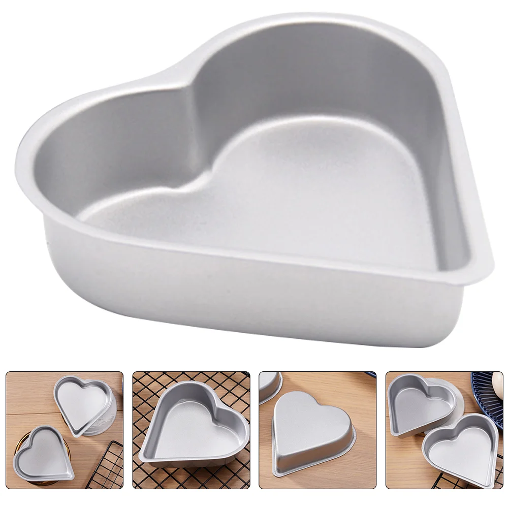 3 Pcs Heart Shaped Cake Pans Pudding Mold Flan Cheese Molds Baking Anti-sticking Silver Child