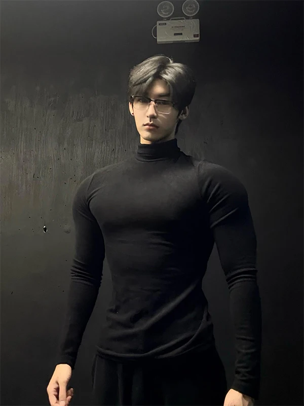 

Мужской зимний теплый вязаный свитер American Sle Cleanfit с высоким воротником, облегающий, для ношения под одеждой, базовый слой