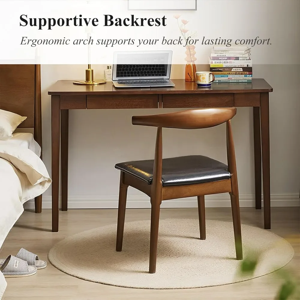 كرسي مكتب، كرسي مكتب خشبي مع جلد PU منجد، كرسي كمبيوتر، كرسي طعام حديث، كرسي طعام منتصف القرن، خشب أ #5