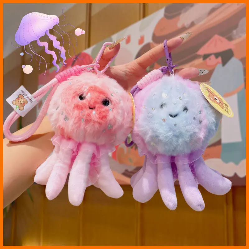 

Cartoon Jellyfish Palm Treasure Small Doll Pendant Plush Doll Cute Claw Fish Cloth Doll Bag Pendant Creative Surprise Accessorie