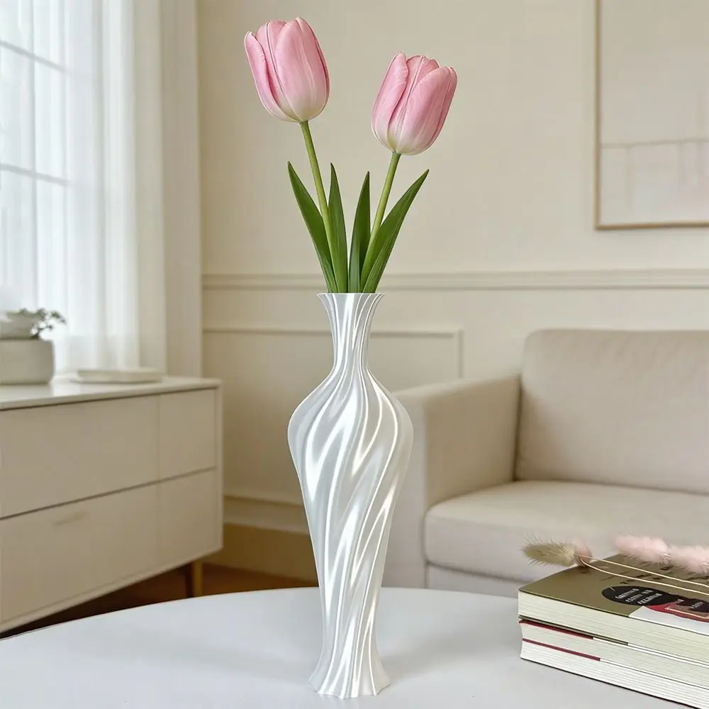 Gown-Shaped 3D Printed Flower Vases Twisted Design Minimalist-Style Elegant Dress Vase Flower Arrangement Decorative Vase