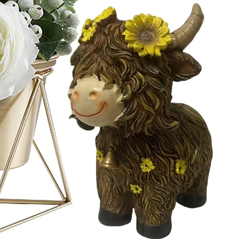 Sunflowers Highland Calf Gnome Halloween Decorations Highland Cattle Gnomes Resin Halloween Decor For Home Farmhouse