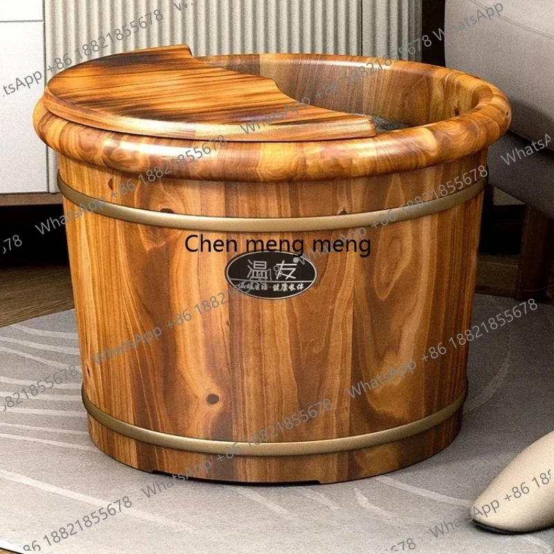 

zHHousehold Solid Wood Wash Bucket, Over The Calf Foot Bath Bucket, Insulated Wooden Foot Bath,Portable Foot Spa