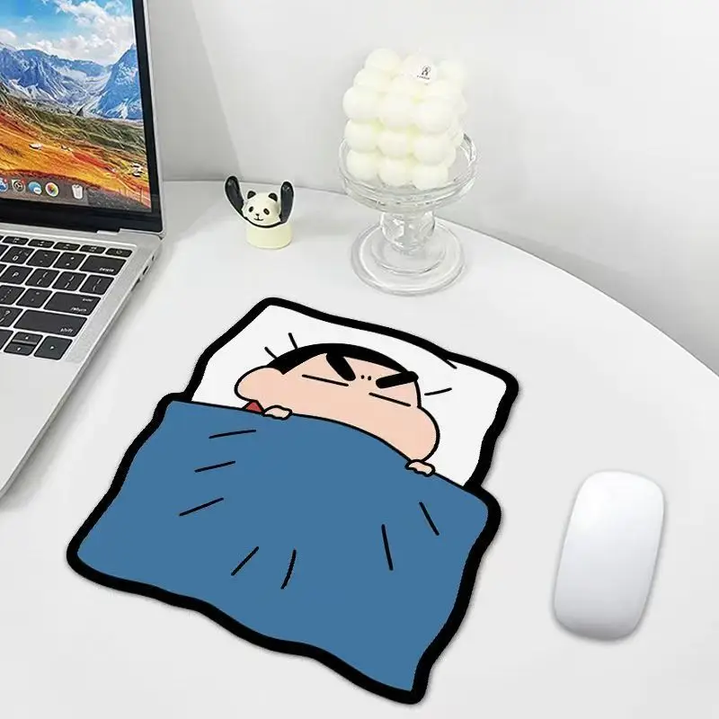Cute Crayon Shinchan Mouse Pad, Rubber Non-Slip Base, Soft Fabric Surface, Anime Desk Mat for Office/Home/Computer