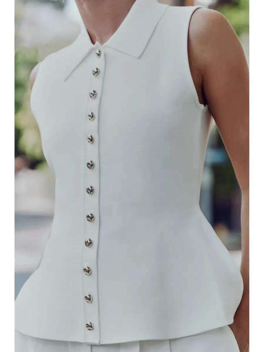 YY26196 ZA25 summer new women's clothing European and American style short skirt style hem knitted vest style top 4192060