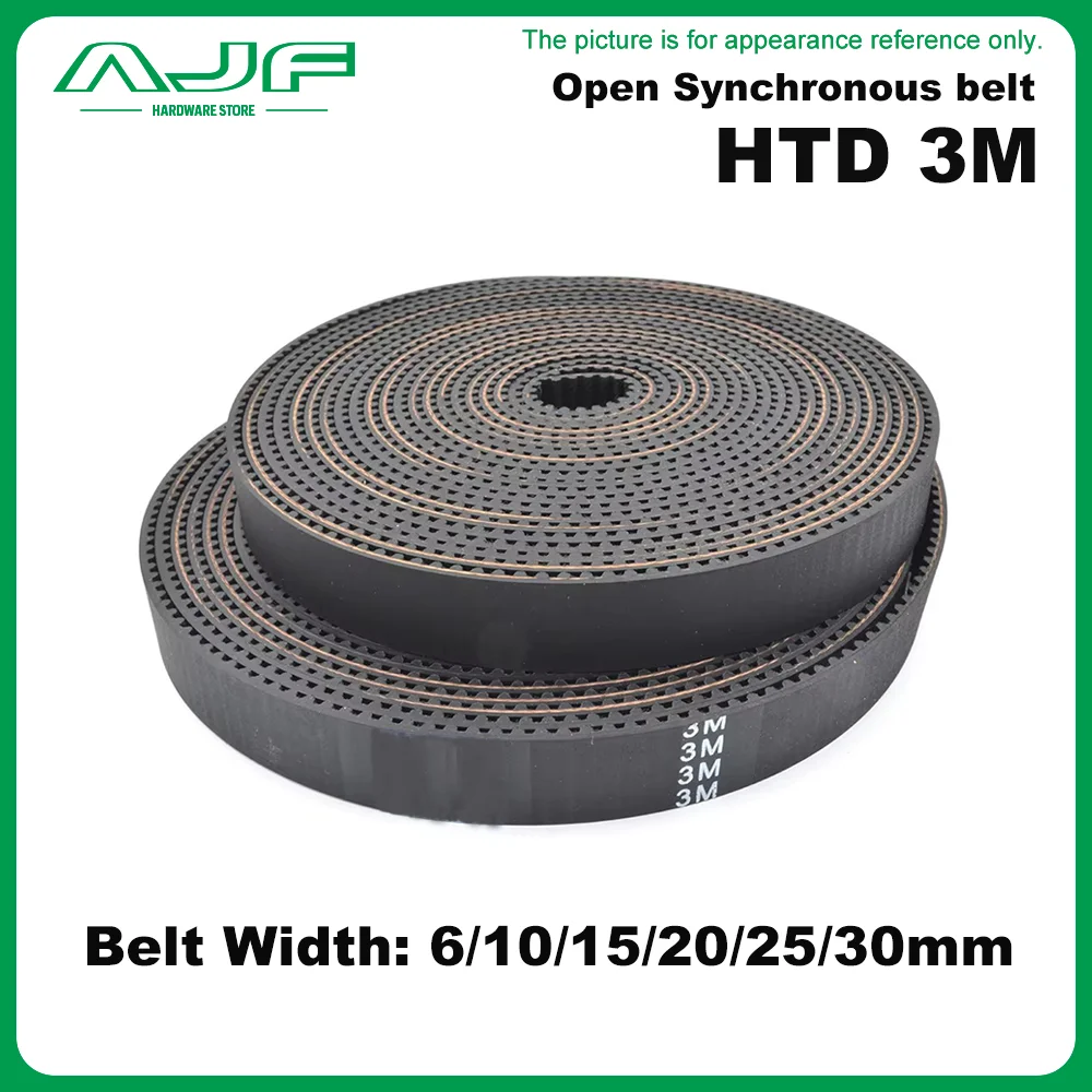 

HTD 3M Open Belt Rubber with Fiberglass 3M Timing Belt Width 6-30mm For Engraving CNC Pulley Belt HTD 3M Open Synchronous Belt