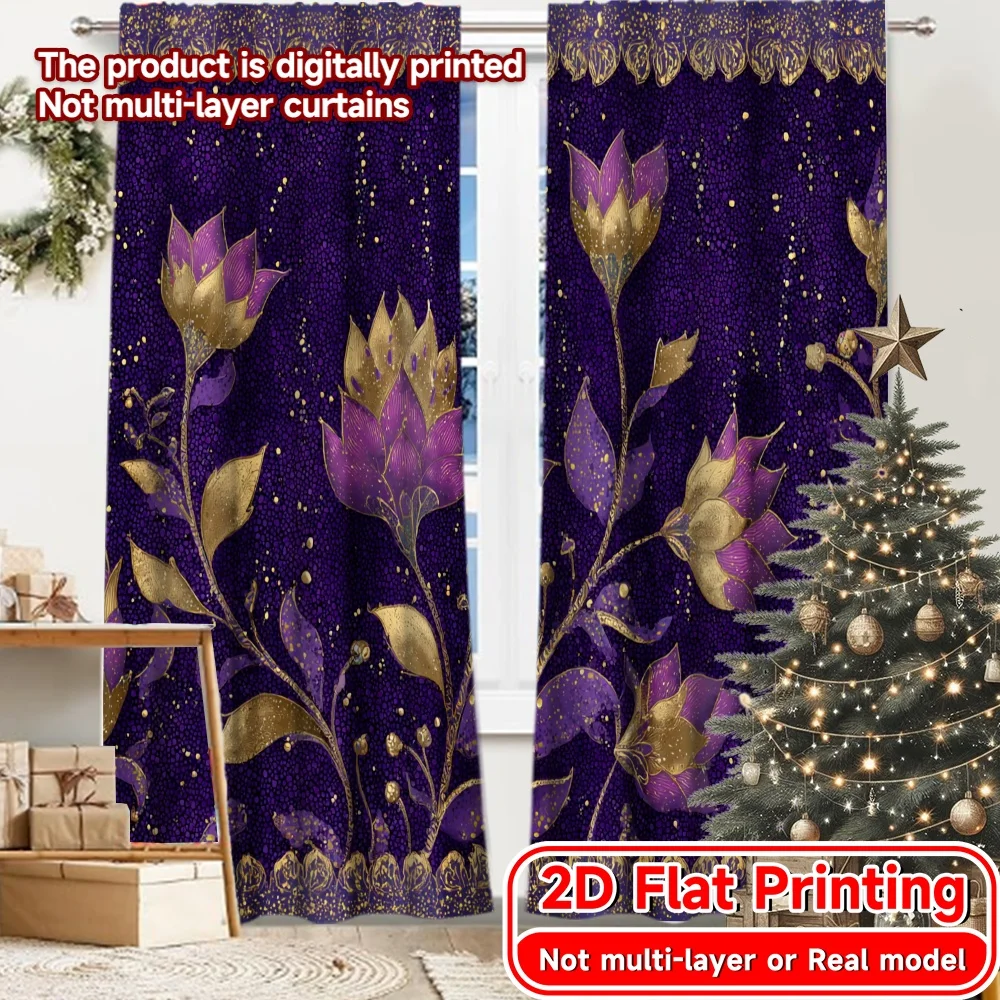 2D Flat Printing,2pcs Golden Palace Popular Curtains&Window Treatment Fabric Curtains Decorations Outdoor Suitable for Kitchen