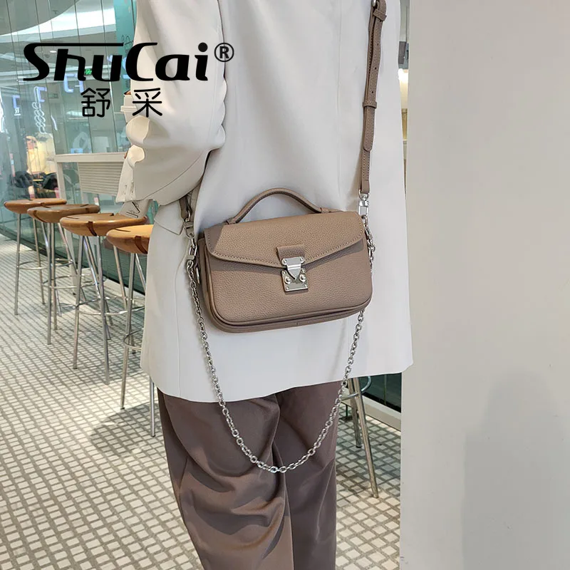 Chain Bag Versatile Fashion Commuter Handbag Single Shoulder Messenger Bag High Grade Genuine Leather Top Layer Bags for Women