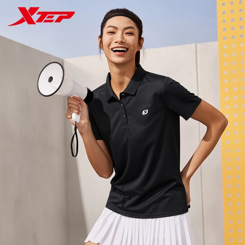 Xtep Short Sleeve Polo Shirt Female Breathable Outdoor Tops Sweat-Absorbing Summer Leisure T-shirt 876228020132