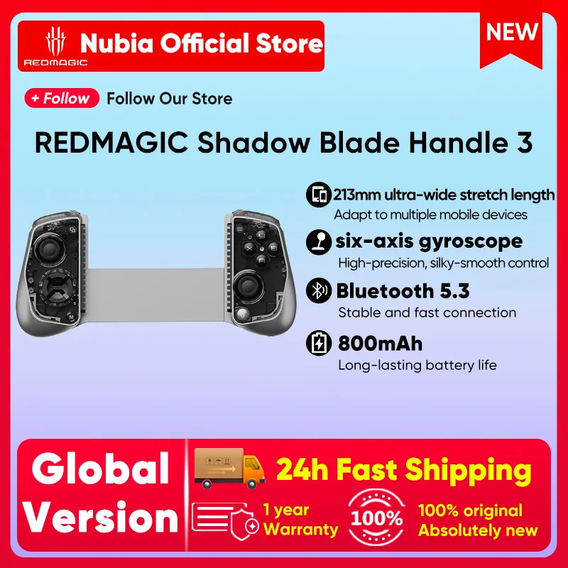 

Nubia REDMAGIC Shadow Blade Handle 3 SmartPhone Tablet Game Controller HD Vibration Hall Effect Joystick TriggerWireless Stretch