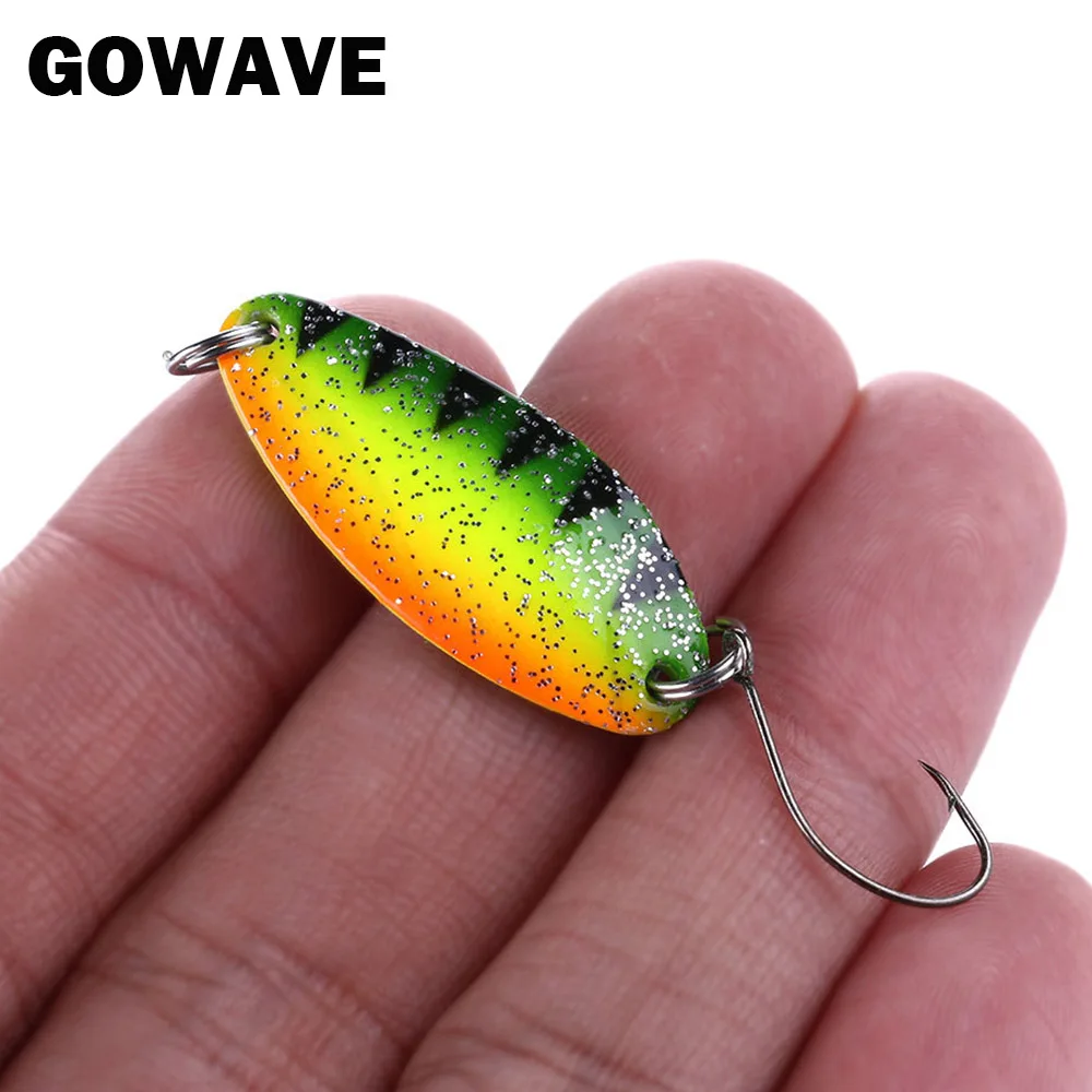 GOWAVE Peche Leurre Pesca Ice Fishing 4.5g 32mm Colorful Spoon Bait Copper Stream Metal Fishing Lure For Trout Chub Perch Salmon