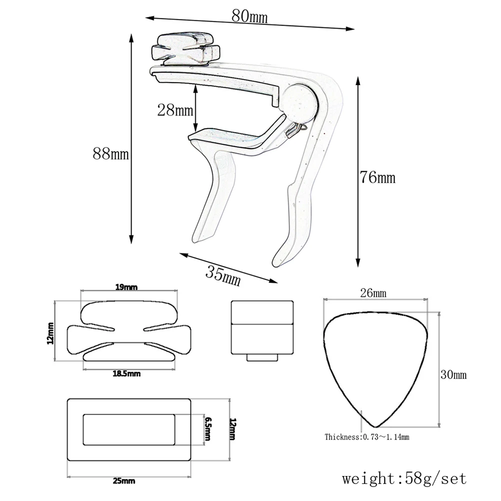 

Electric Acoustic Guitar Capo Aluminum Alloy Quick Clip Clamp Adjustable Capo for Acoustic Electric Ukulele Banjo Mandolin