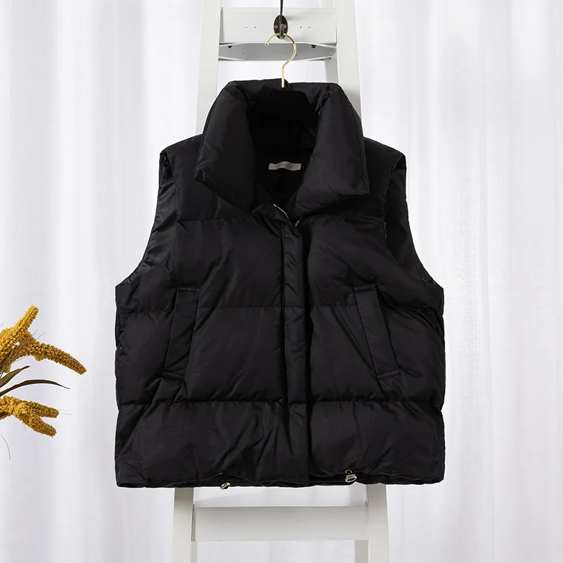 Woman Cotton Vest Winter Fashion Shawl Loose Collar Solid Color Zipper Pockets Sleeveless woman's Coat Dropshipping LDY005