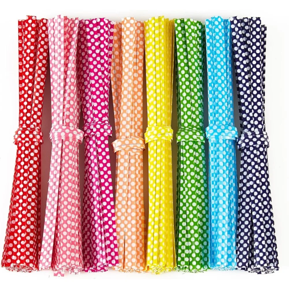 100 PCS 4" Polka-Dotted Bag Twist Ties,Mixed 8 Colors Plastic Twist Ties Bread Bags Ties for Candy Cookies Gift Bags