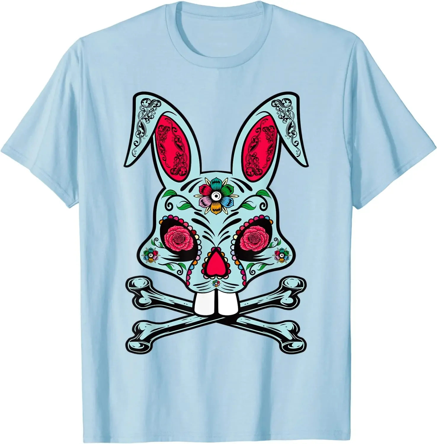 Easter Bunny Ears Sugar Skull Shirt Women Teen Girls Mens T-Shirt Men Clothing Men T Shirt Cotton Daily Four Seasons