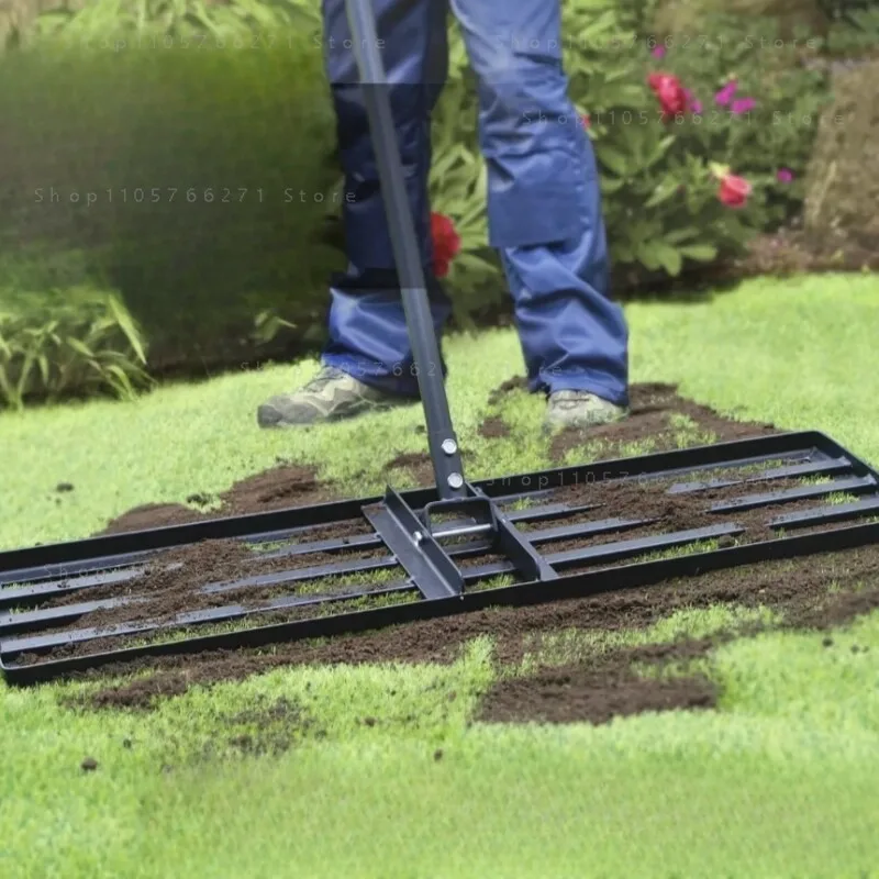 Lawn leveling rake  soil fertilizer  garden farm  vegetable stand  push and pull floor leveler  gravel  sand spreading